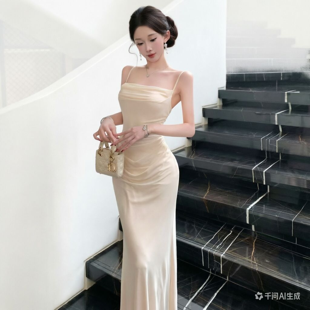 Women Formal Wear M&S - シックなベージュのメッシュスリップドレスエレガントなイブニングドレスボディコンフォーマルウェア高級パーティー衣装洗練されたナイトドレススタイリッシュな女性用