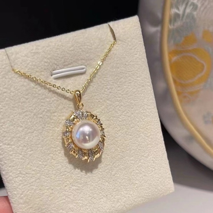 Pearl Necklace Set - 証明書 925 シルバー Bazel セット 10-11