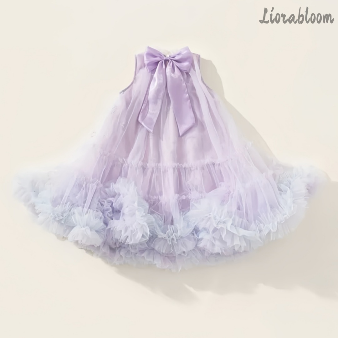 Women'S Formal Wear For A Wedding - パープル エブリデイ プリンセスドレス フォーマルガウン レース裾 リボンアクセント