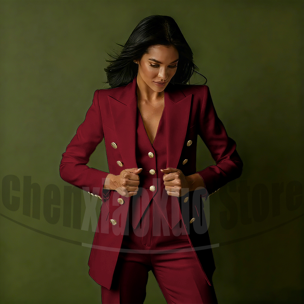 レディース ダブルブレスト スリーピーススーツセット エレガ - Women Formal Wear Outfits のレビューと価格
