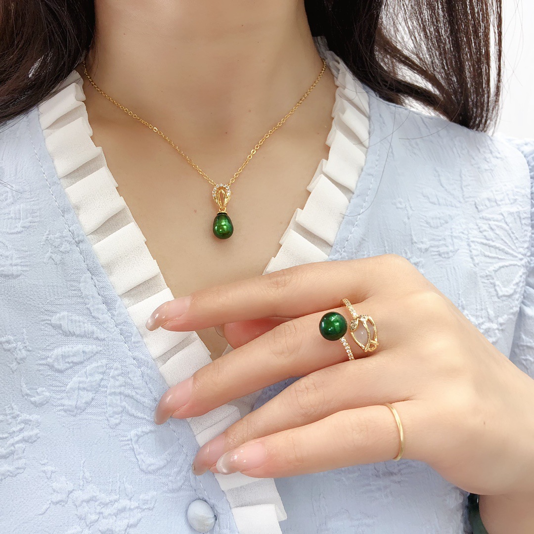 淡水パールドロップイヤリング,リングペンダント,ホワイト,グ - Pearl Necklace Set のレビューと価格