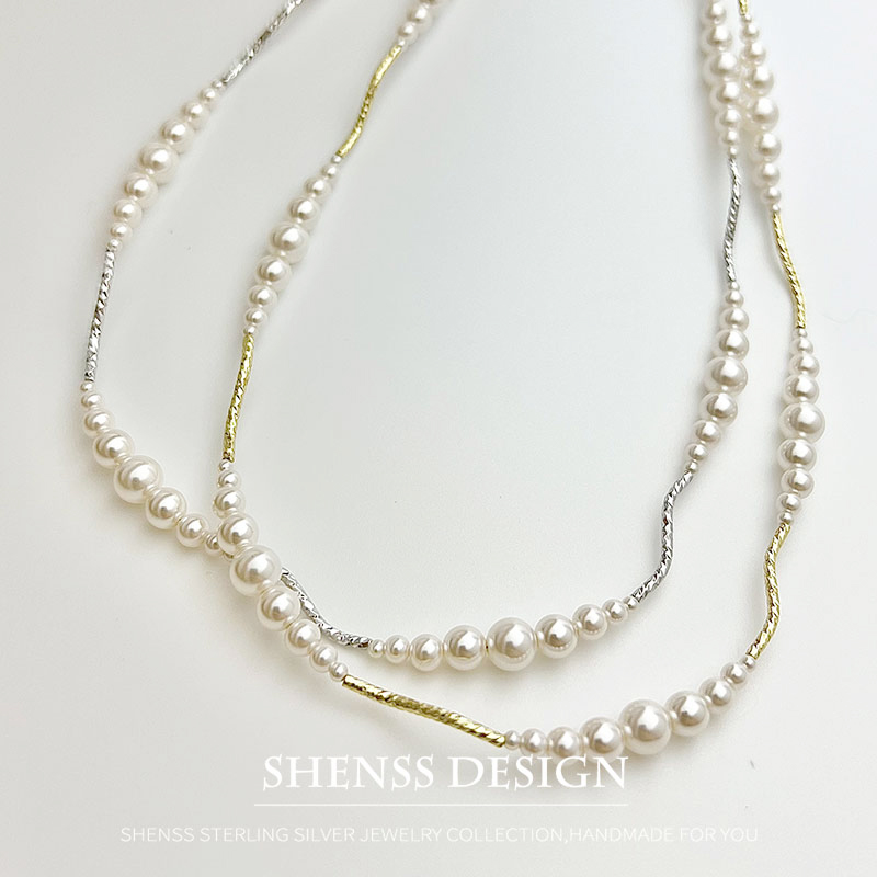 銅メッキイミテーションパールショートネックレス、ブレスレット - Pearl Necklace Set のレビューと価格