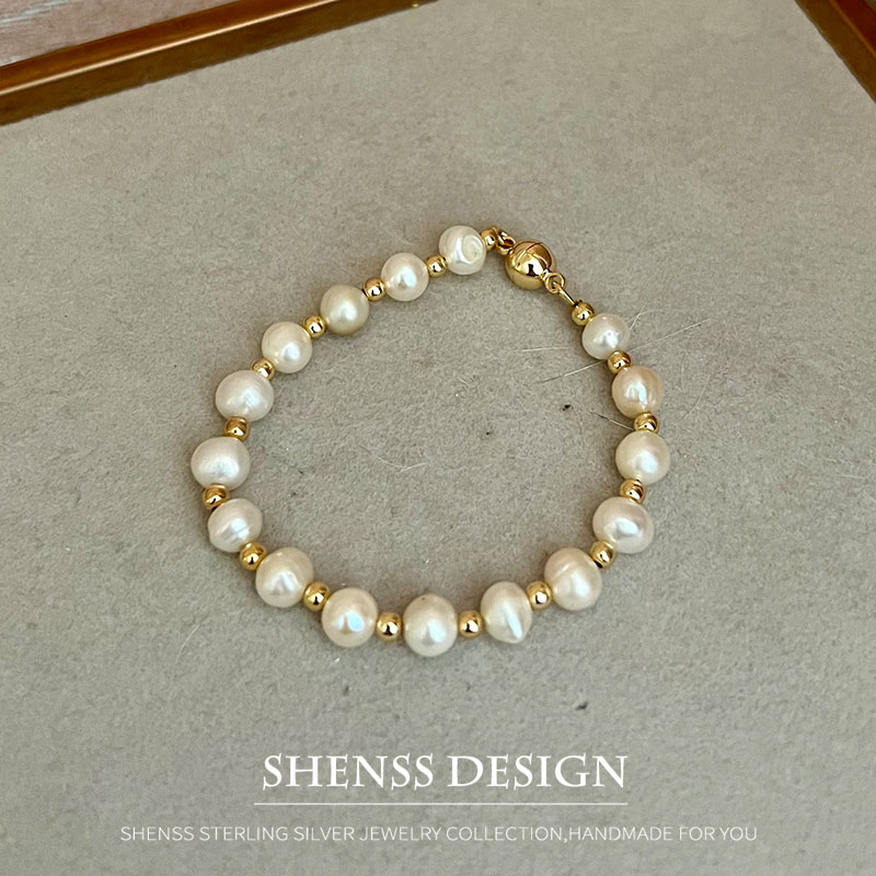 女性用の銅メッキのクラシックな淡水パールネックレス,14k, - Pearl Necklace Set のレビューと価格
