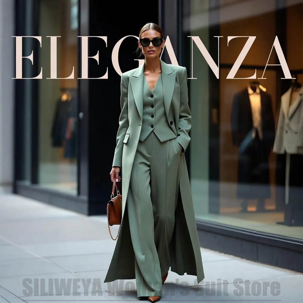 シックなレディーススーツ3点セット、ピークドラペル、ワンボタ - Women Formal Wear Outfits のレビューと価格