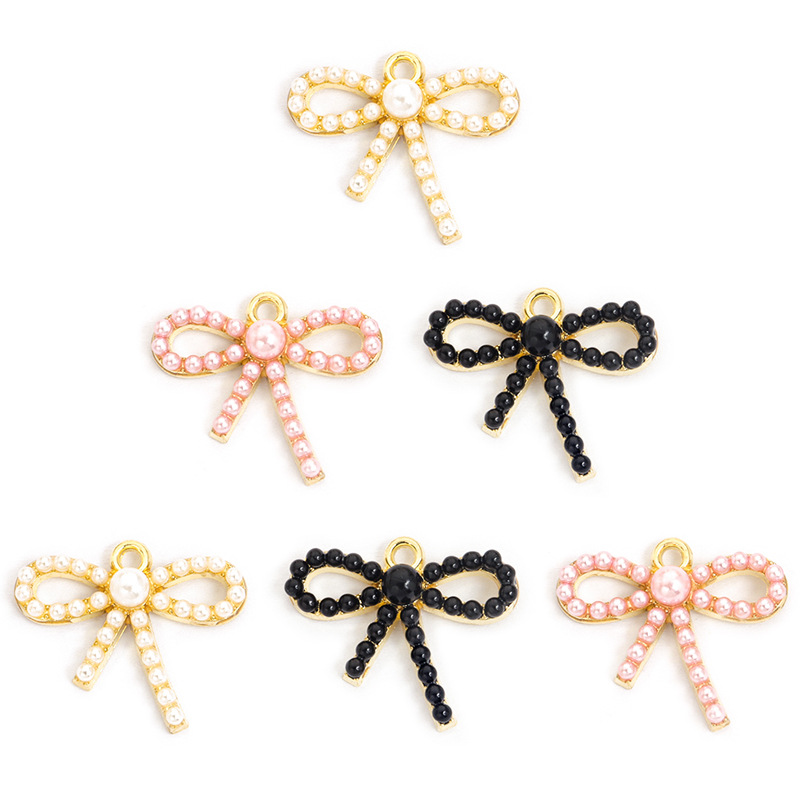 100 ピース/ロットちょう結びペンダントチャーム模造パール - Pearl Necklace Set のレビューと価格