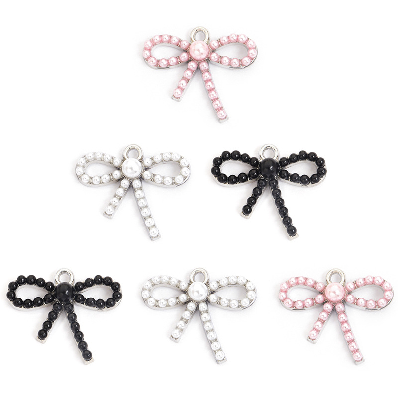 100 ピース/ロットちょう結びペンダントチャーム模造パール - Pearl Necklace Set のレビューと価格