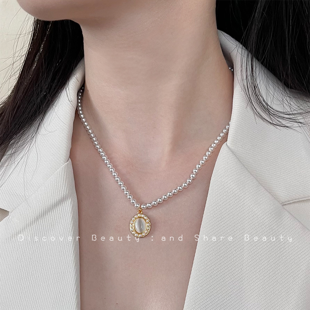 DIYアクセサリー ヴィンテージ扇形ジルコンイヤリング レデ - Pearl Necklace Set のレビューと価格