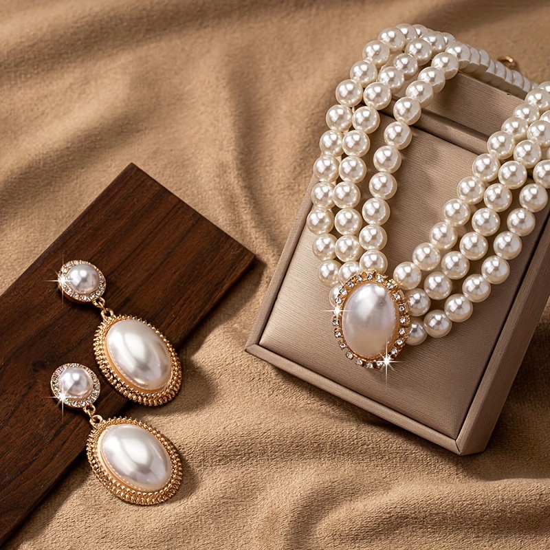 スタイリッシュなイミテーションパールネックレスとスタイリッシ - Pearl Necklace Set のレビューと価格