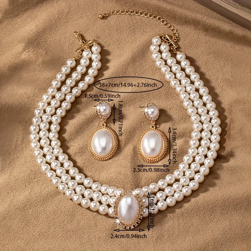 スタイリッシュなイミテーションパールネックレスとスタイリッシ - Pearl Necklace Set のレビューと価格