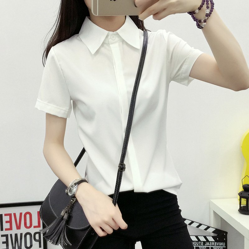 白いルーズ半袖シャツ女性夏韓国スタイル大きいサイズ学生フォー - Large Women'S Formal Wear のレビューと価格
