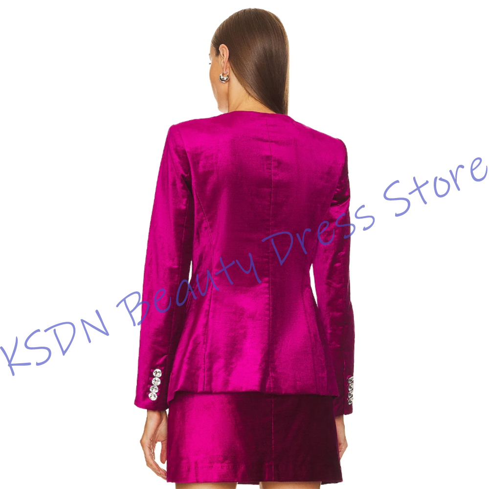 シックな女性用シングルブレストスーツ ホットピンクサテン ツ - Women Formal Wear Outfits のレビューと価格