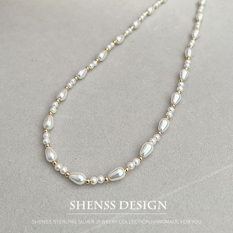 エレガントなイミテーションパールウォータードロップネックレス - Pearl Necklace Set のレビューと価格