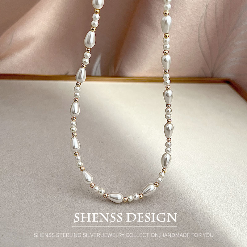 エレガントなイミテーションパールウォータードロップネックレス - Pearl Necklace Set のレビューと価格