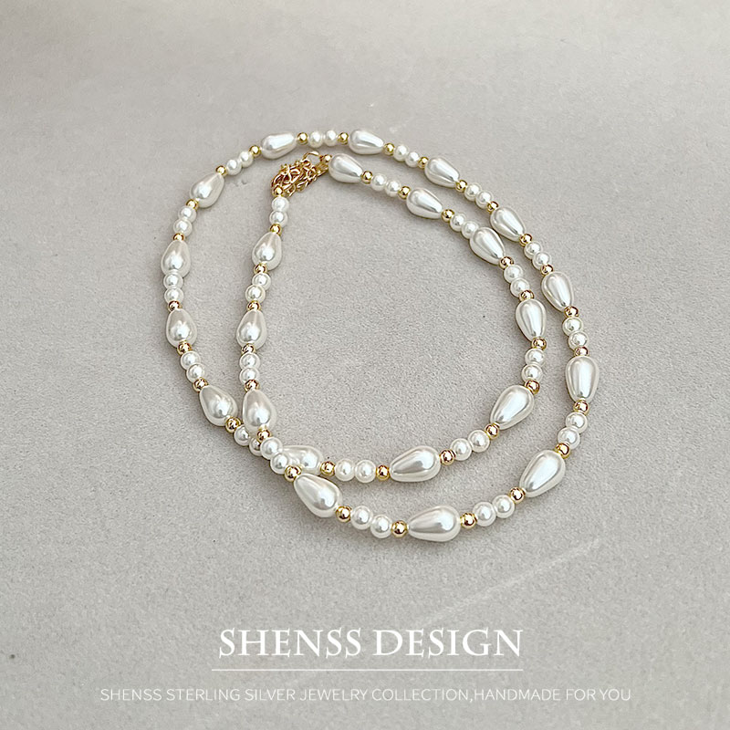 エレガントなイミテーションパールウォータードロップネックレス - Pearl Necklace Set のレビューと価格